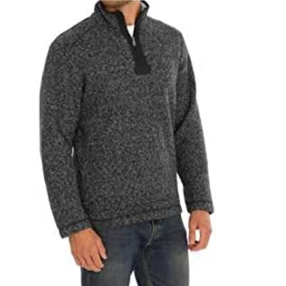 ORVIS Brighton Sherpa Quarter 1/4 ¼ Zip‎ Pullover Sweater Heathered Black XL - Picture 1 of 10